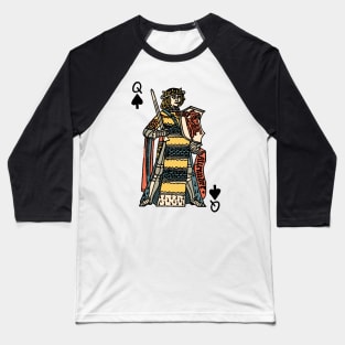 Antique Character of Playing Card Queen of Spades Baseball T-Shirt